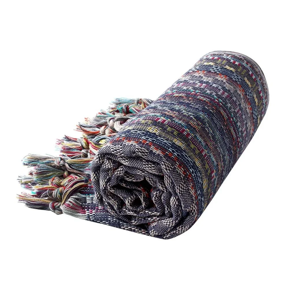 4 Dark Blue Bohemian Towels - 100% Turkish Cotton Beach Bath Towel